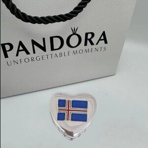 Pandora Iceland Flag I Love Iceland Heart Bead Charm Travel Charm S925 Silver